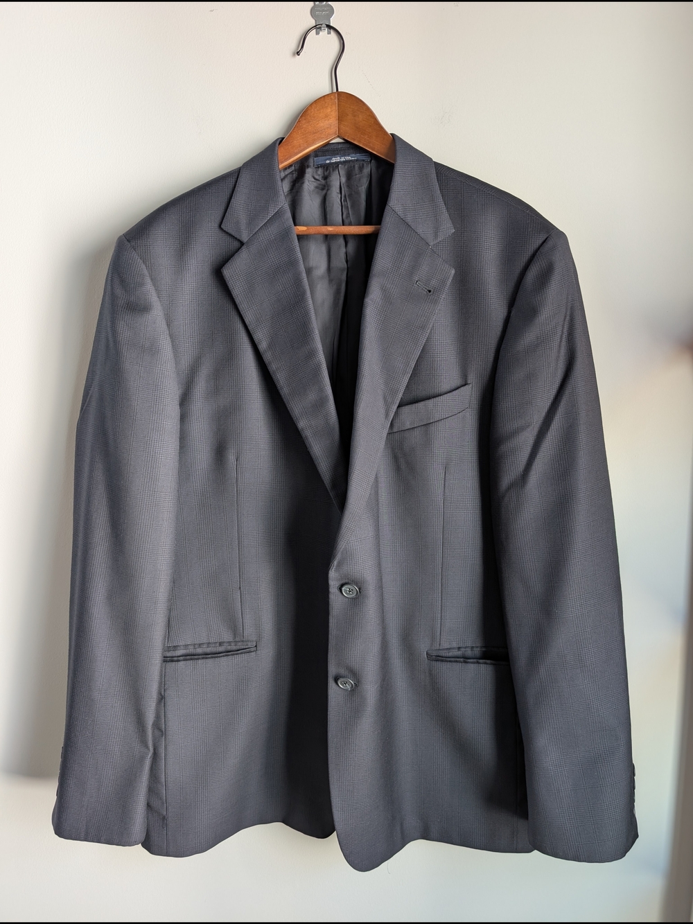 Joseph Abboud Men's Blazer 46R Gray Glen Plaid 100% Wool Suit Jacket USA Made